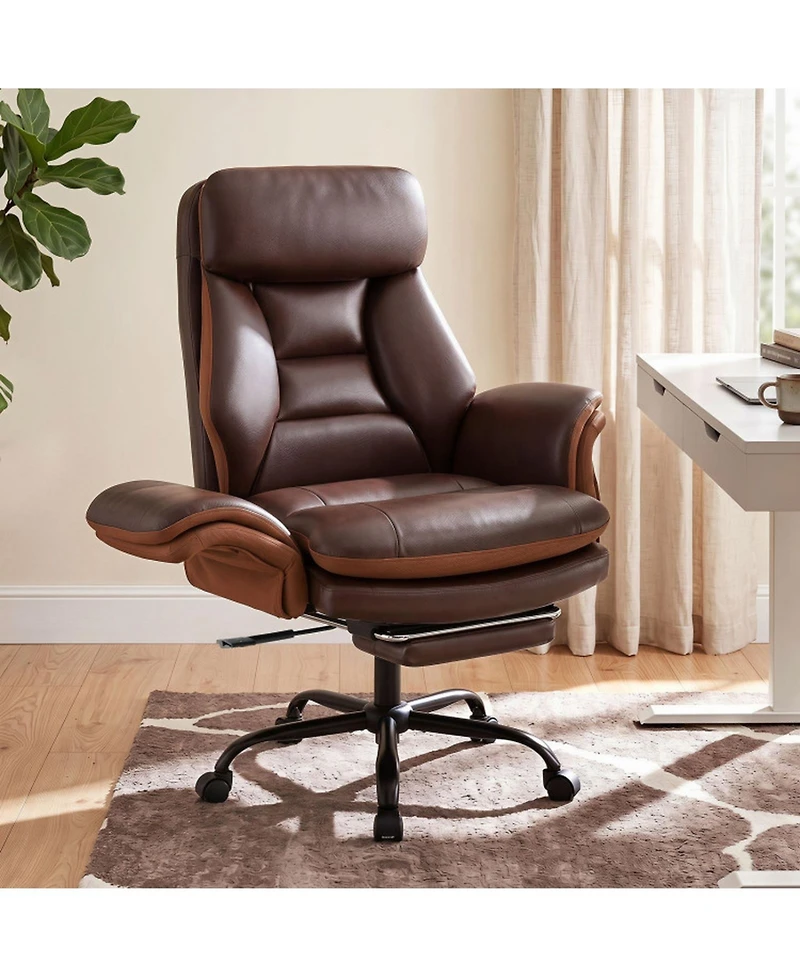 Sugift Big and Tall Ergonomic Office Chair with Faux Leather and Footrest