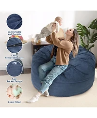 gaomon 2-in-1 Convertible Corduroy Bean Bag Chair Bed for Adults, Large Floor Sofa with Washable Cover Multi-Use Seating and Sleeping Lounger