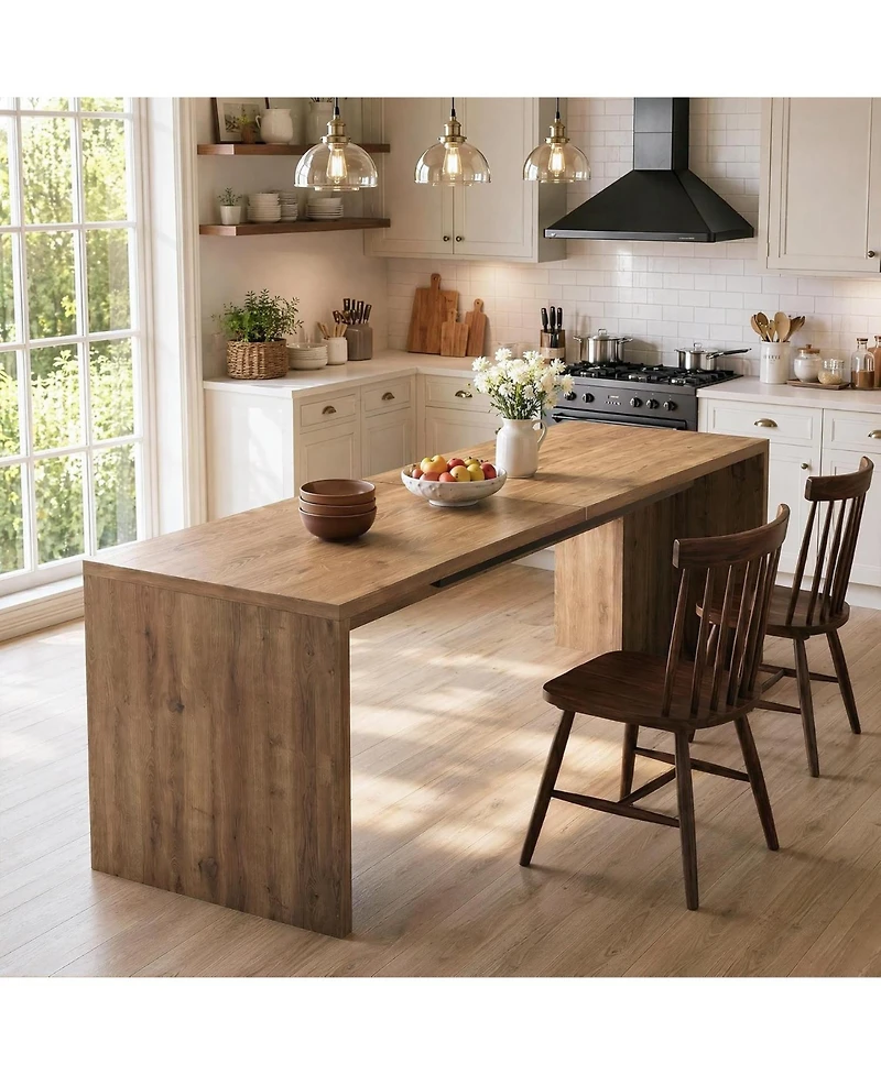 Tribesigns Extra Long Rectangle Brown Solid Wood Computer Desk, Rustic Home Office Writing Work Desk