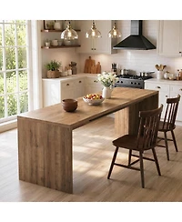 Tribesigns Extra Long Rectangle Brown Solid Wood Computer Desk, Rustic Home Office Writing Work Desk