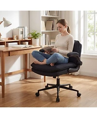 Sugift Criss Cross Office Chair on Wheels with Flip-Up Arms