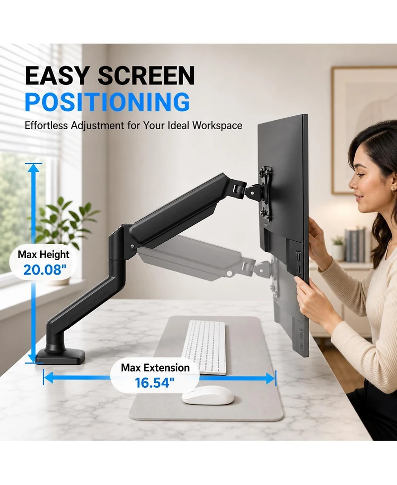 Lofree Gas Spring Full Motion Dual Monitor Mount for 13 to 32 Inch Monitors