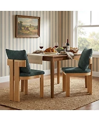 Flynama Set of 2 Boucle Fabric Dining Chairs, Rubber Wood Frame 250lbs Weight Capacity