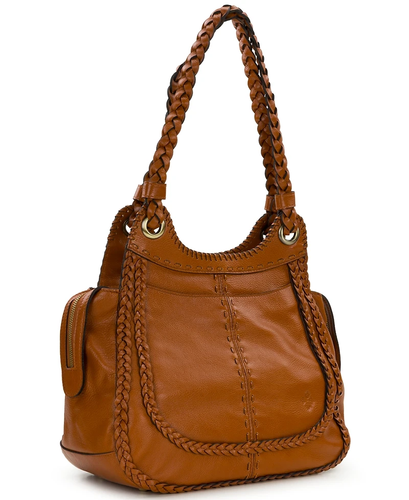 Patricia Nash Adria Large Rugged Natural Satchel Handbag