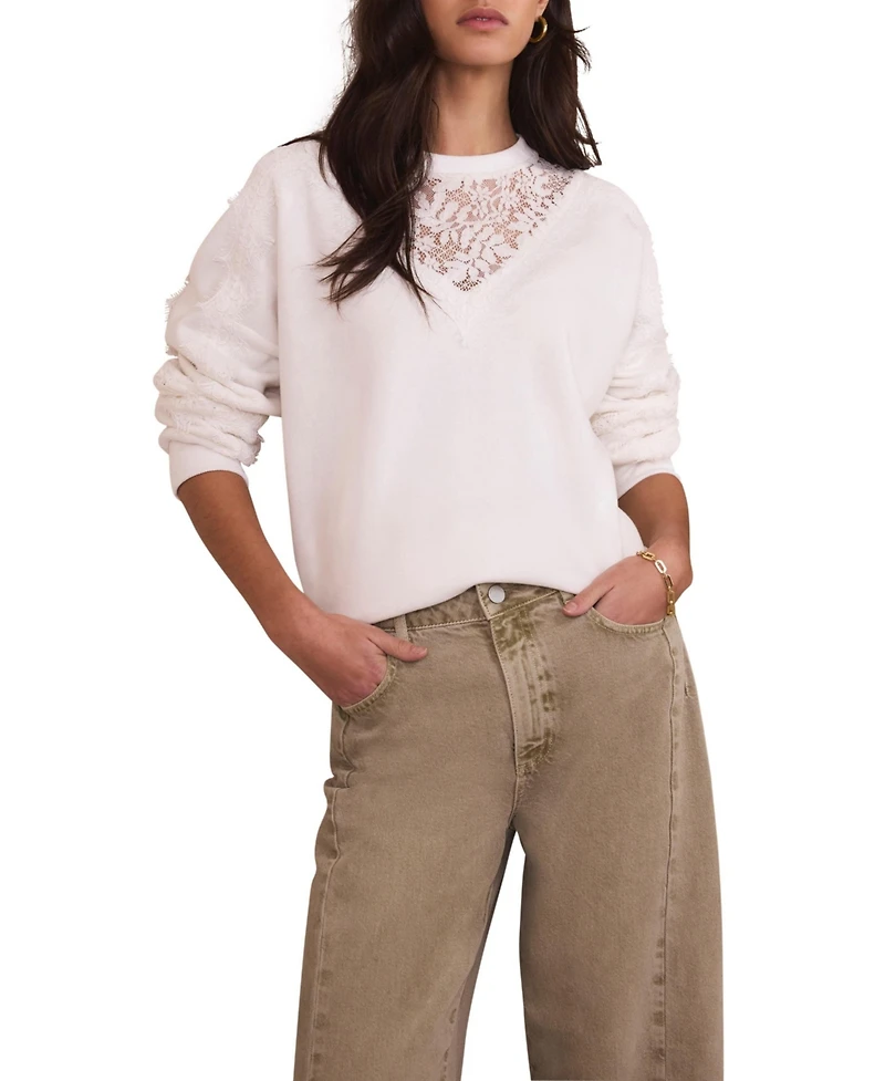Mint Velvet Women's Broderie Lace Long-Sleeve Sweatshirt