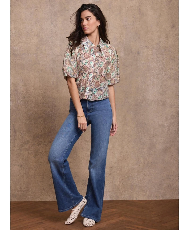 Mint Velvet Women's Floral-Print Puff-Sleeve Shirt