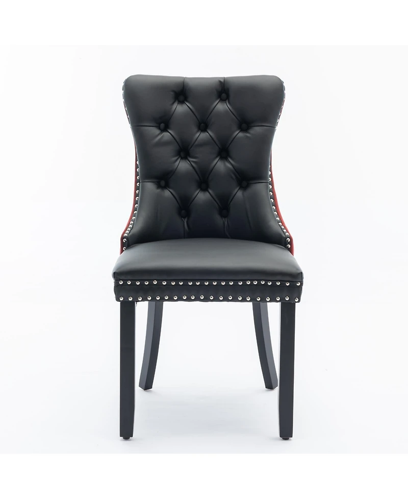 Flynama Collection Modern Dining Chairs Set of 2, High-End Tufted Upholstered Chair with Pu and Velvet Back