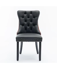 Flynama Collection Modern Dining Chairs Set of 2, High-End Tufted Upholstered Chair with Pu and Velvet Back