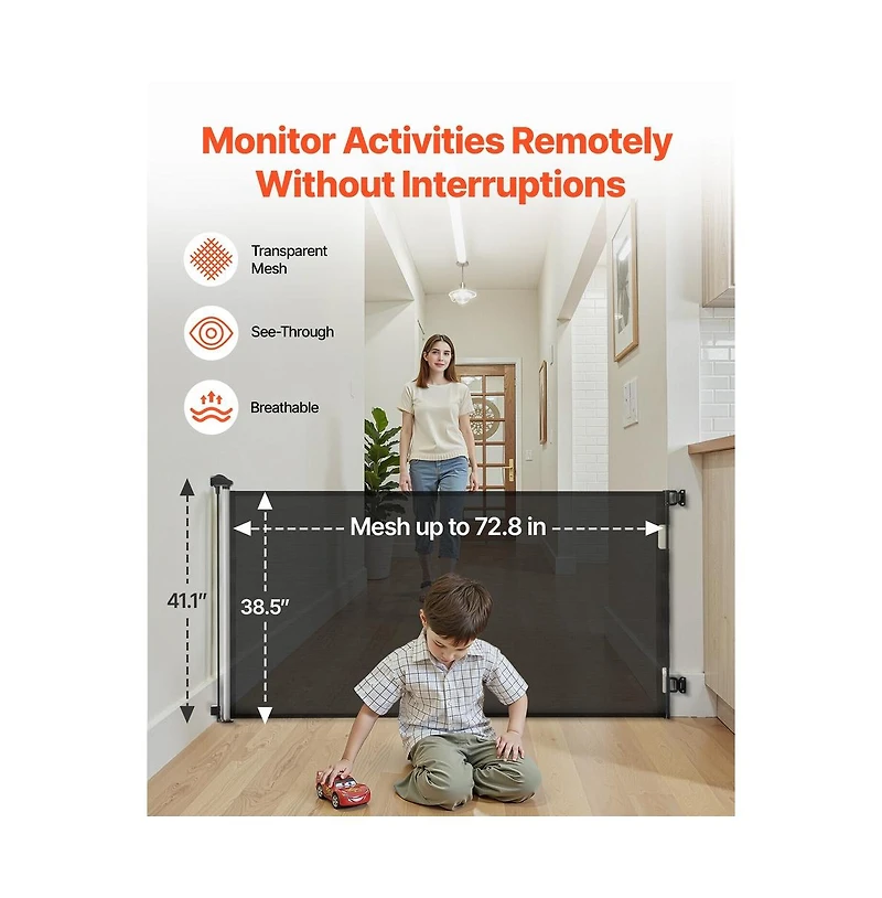 Ruie Retractable Walk Through Pet Gate 38 in Tall Extends to 72 in