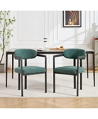 Flynama Modern Boucle Dining Chairs Set of 2, Mid-Century Upholstered Side Chairs with Metal Legs