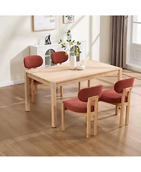 Flynama Wooden Dining Chairs Set of 2, Modern Fabric Upholstered Kitchen Chairs, Farmhouse Style Dining Chairs