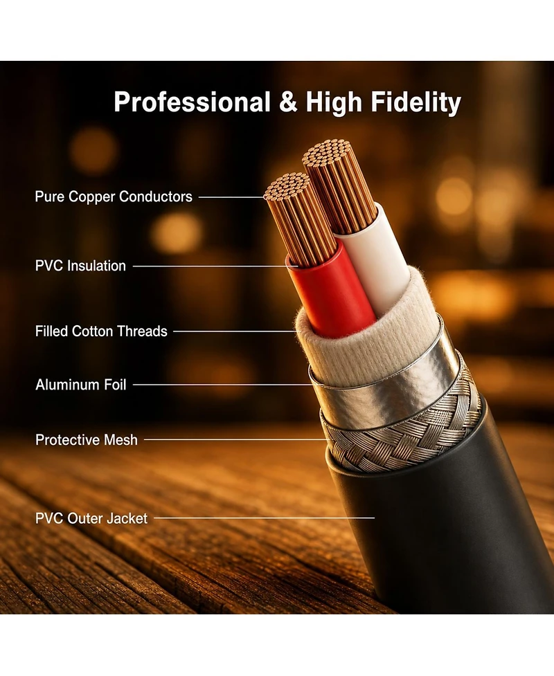 Lofree Balanced Oxygen-Free Copper Xlr Microphone Cable 25 ft., 2-Pack