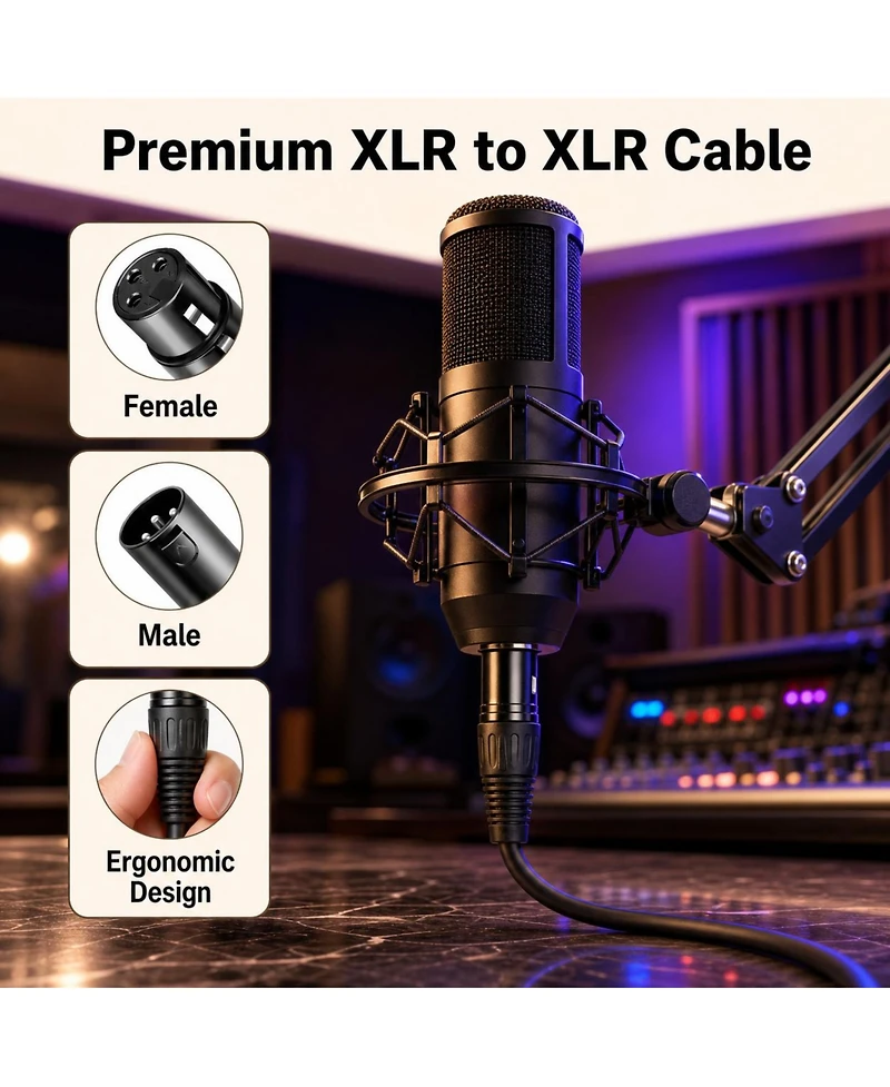 Lofree Balanced Oxygen-Free Copper Xlr Microphone Cable 25 ft., 2-Pack
