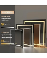 Luvodi 32"x32" Square Led Bathroom Mirror Illuminated Dimmable 3 Colors Backlit and Front Light Smart Touch