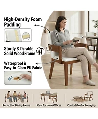 Flynama Set of 2 Modern Dining Chairs, Hardwood Frame with Glossy Pu Leather Upholstery