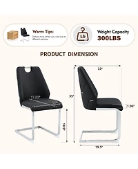 Flynama Set of 2 Mesh Pu High Back Dining Chairs, Back Ring Chrome Pull Handle Solid Iron Frame
