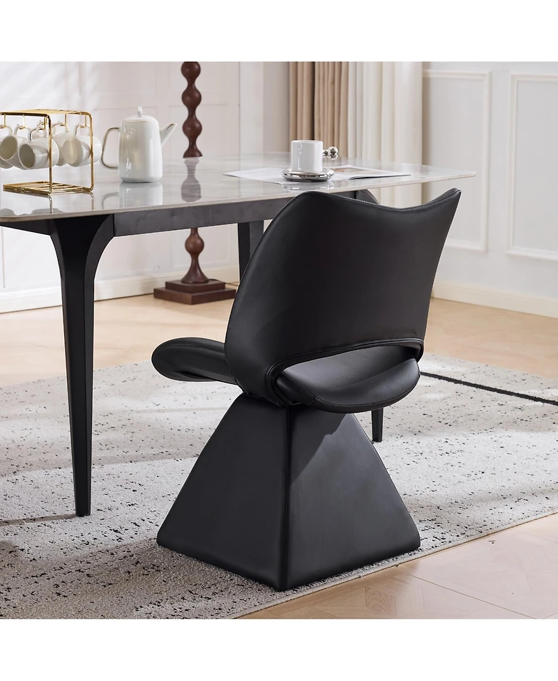 Flynama Set of 2 Swivel Dining Chairs, Faux Leather High Back Kitchen Chairs, Modern Accent