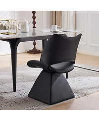 Flynama Set of 2 Swivel Dining Chairs, Faux Leather High Back Kitchen Chairs, Modern Accent