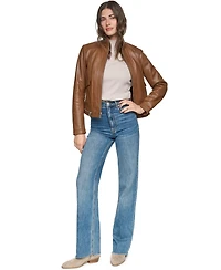 Andrew Marc Women's Rowan Short Leather Racer Jacket