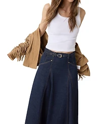 Guess Women's Rayne High-Waisted A-Line Midi Denim Skirt