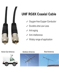 Lofree RG8X 50 Ohm Uhf PL259 Connectors Coaxial Cable
