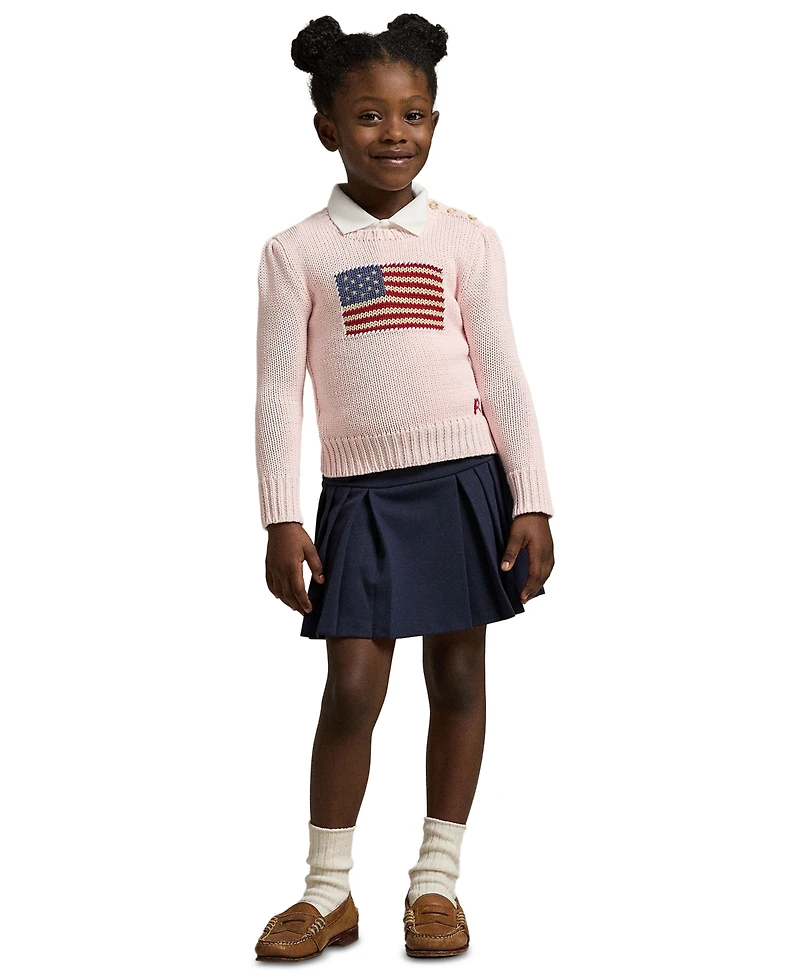Polo Ralph Lauren Toddler and Little Girls Flag Crewneck Sweater