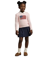 Polo Ralph Lauren Toddler and Little Girls Flag Crewneck Sweater