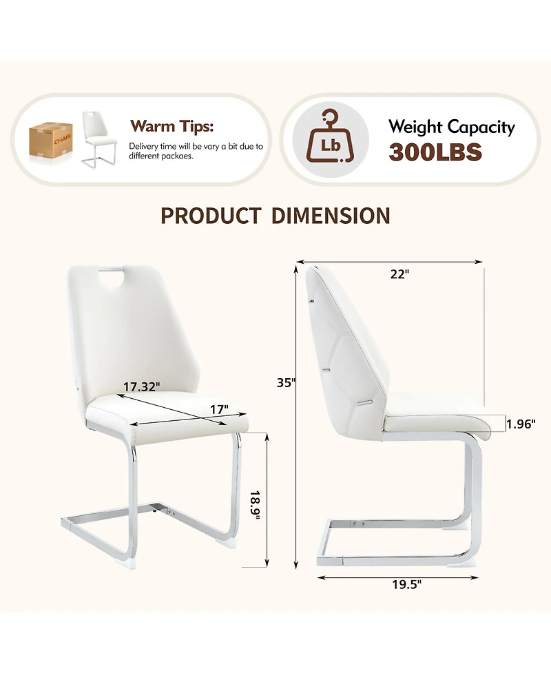 Flynama Set of 2 Mesh Pu High Back Dining Chairs, Back Ring Chrome Pull Handle Solid Iron Frame