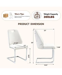Flynama Set of 2 Mesh Pu High Back Dining Chairs, Back Ring Chrome Pull Handle Solid Iron Frame