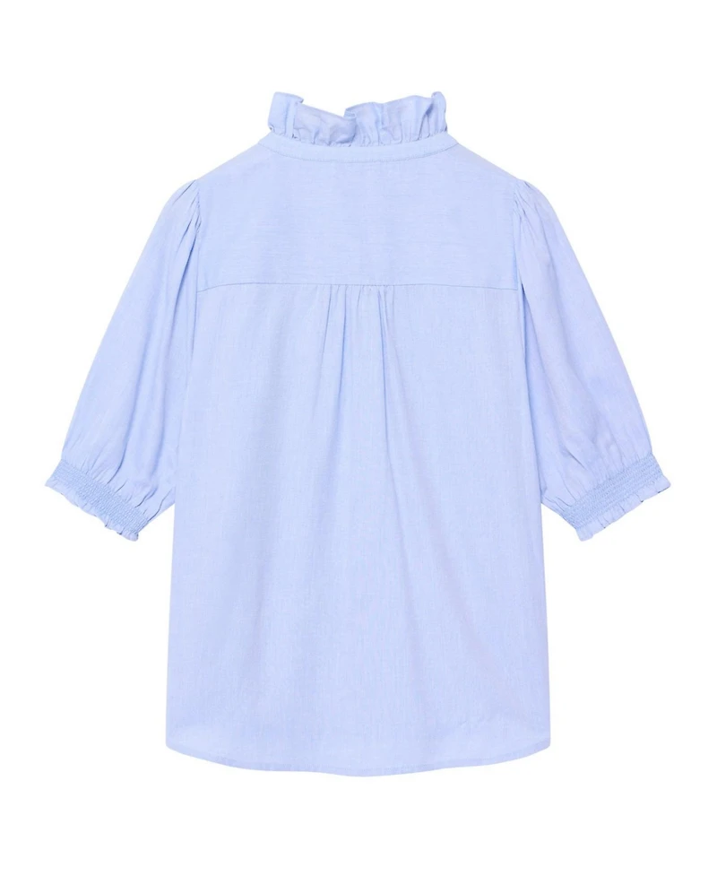 Mint Velvet Women's Cotton Chambray Ruffle Blouse