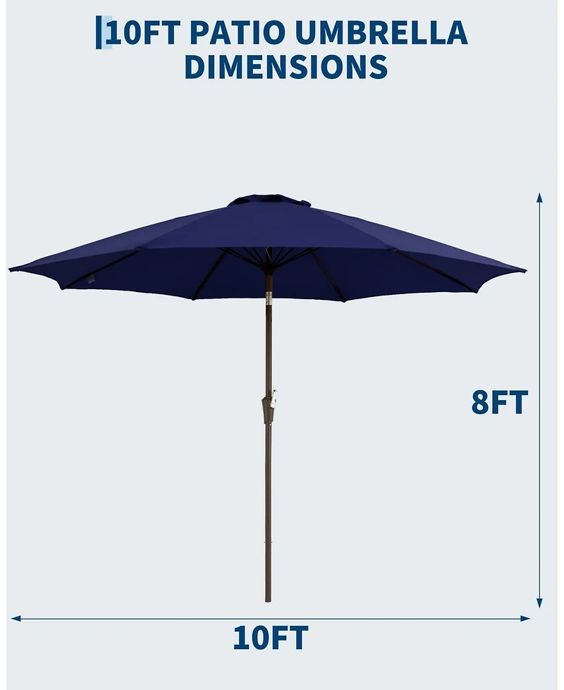 homfan 9Feet Outdoor Patio Umbrella - Push Button Tilt and Crank, 8 Rib Uv Waterproof Canopy for Garden, Pool