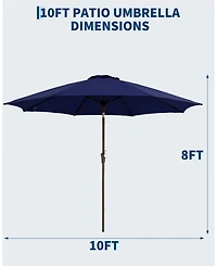 homfan 9Feet Outdoor Patio Umbrella - Push Button Tilt and Crank, 8 Rib Uv Waterproof Canopy for Garden, Pool