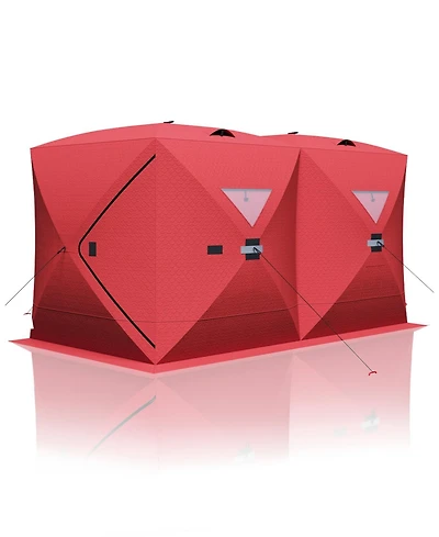 homfan Portable Pop Up Ice Fishing Shelter 70"x70"x79"/140"x70"x79" Insulated Hub Tent, Waterproof Oxford, 2-8 Persons