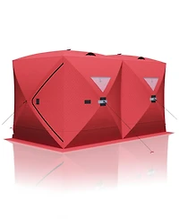 homfan Portable Pop Up Ice Fishing Shelter 70"x70"x79"/140"x70"x79" Insulated Hub Tent, Waterproof Oxford, 2-8 Persons