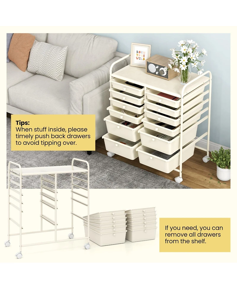 Mecale 12-Drawer Rolling Craft Storage Cart