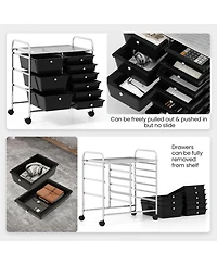 Mecale 9-Drawer Rolling Storage Cart with Wide Top Shelf