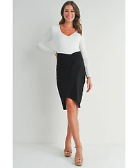 Hello Miz Maternity Wrap-Front Over-the-Belly Pencil Skirt