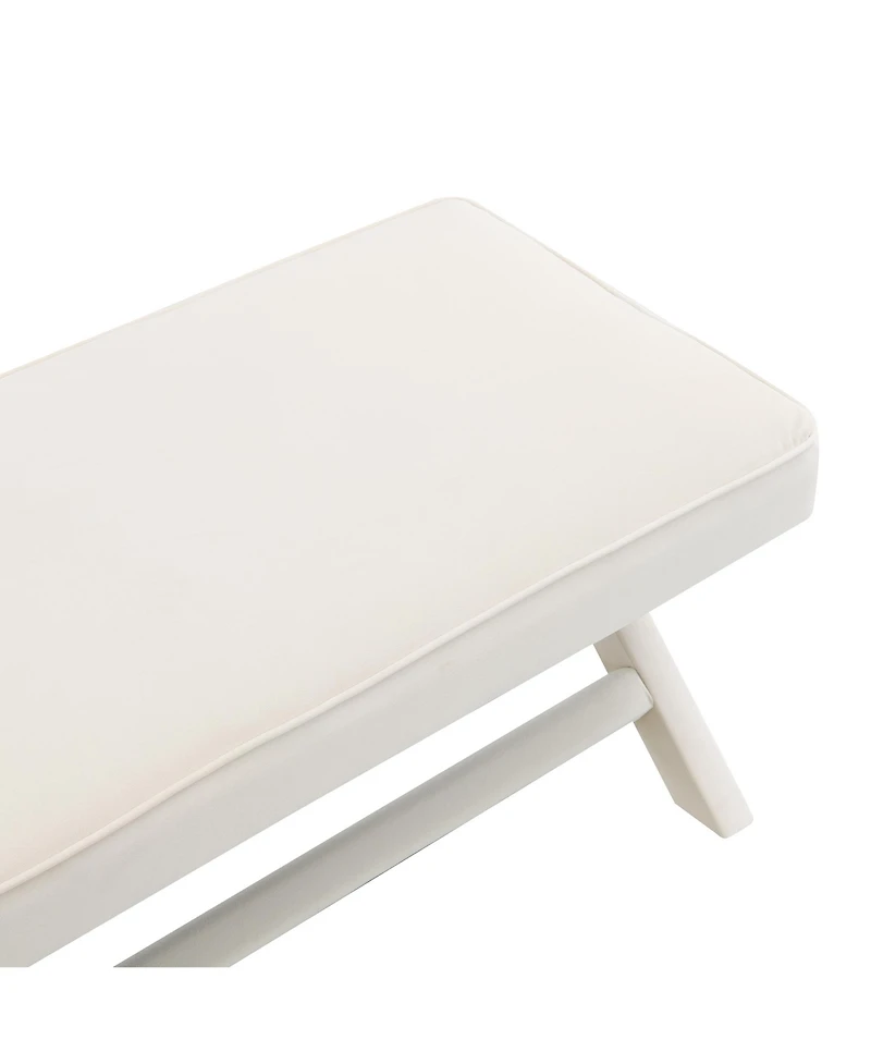 Flynama Velvet Double Bench with X-Crossed Legs, Modern