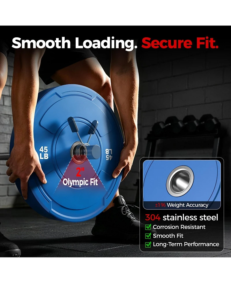 Fed Fitness Bumper Plate Set 2 Inch Olympic Weight Plates Pair Tested Rubber Plates Steel Insert for Barbell Home Gym