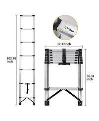 Streamdale Furniture 8.5" Compact Telescoping Ladder with Non-Slip Feet, 330lb Capacity