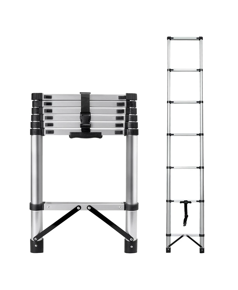 Streamdale Furniture 8.5" Compact Telescoping Ladder with Non-Slip Feet, 330lb Capacity