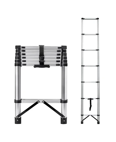 Streamdale Furniture 8.5" Compact Telescoping Ladder with Non-Slip Feet, 330lb Capacity