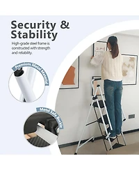 Streamdale Furniture Folding 4-Step Ladder with Anti-Skid Pedal and Safety Handle