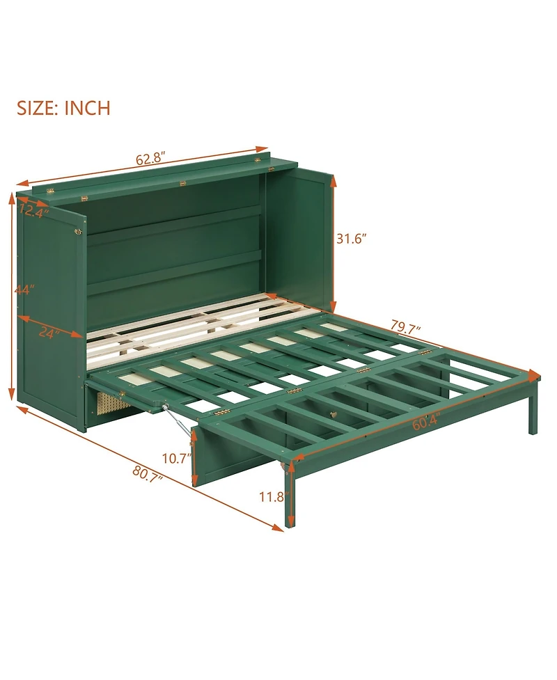 Clihome Queen Murphy Bed with Large Drawers