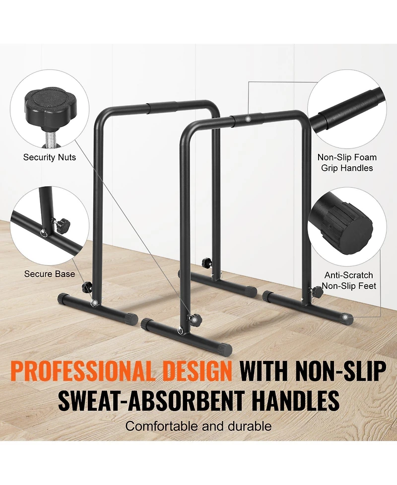 Vevor Dip Bars Dip Stand Station 440 lbs Adjustable Height for Strength Training