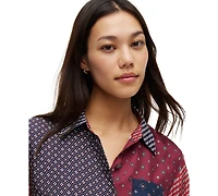 Tommy Hilfiger Women's American Icons Patchwork Long-Sleeve Shirt