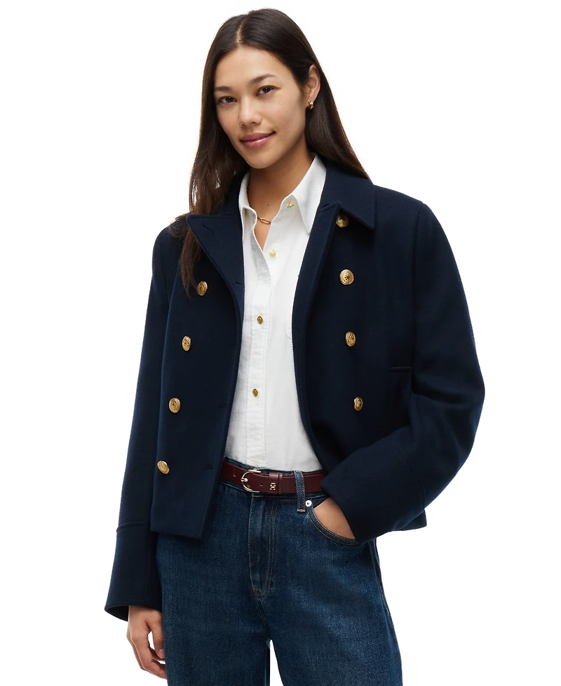 Tommy Hilfiger Women's American Icons Double-Breasted Wool-Blend Peacoat