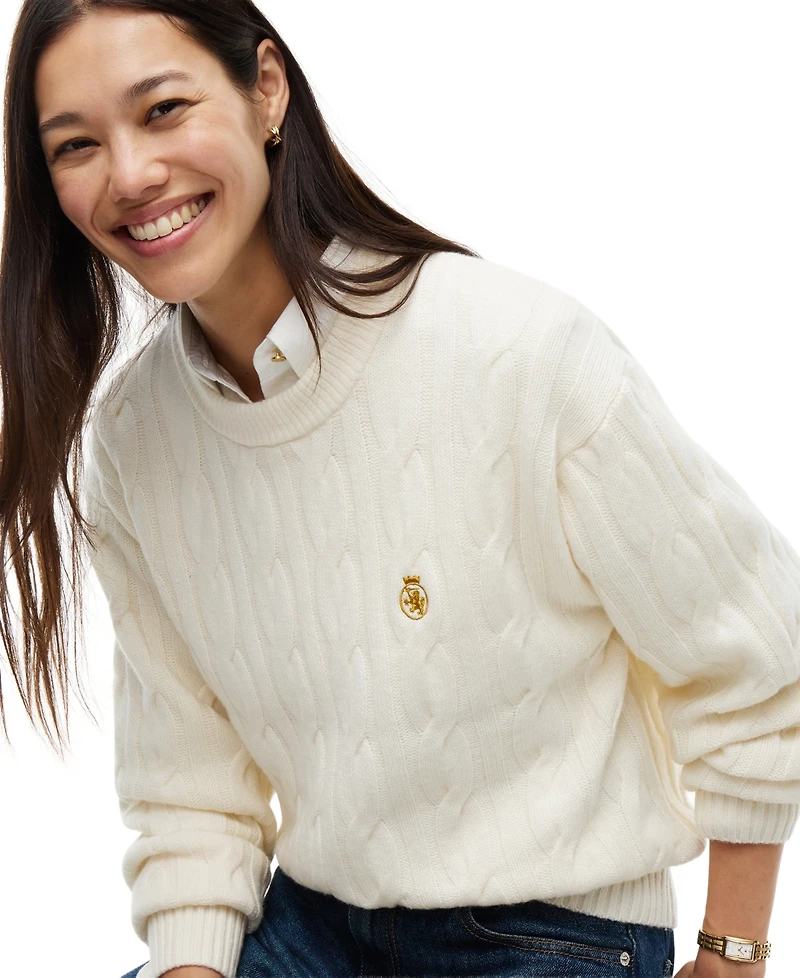 Tommy Hilfiger Women's American Icons Cable-Knit Crewneck Sweater