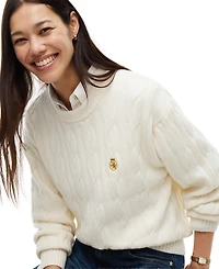 Tommy Hilfiger Women's American Icons Cable-Knit Crewneck Sweater