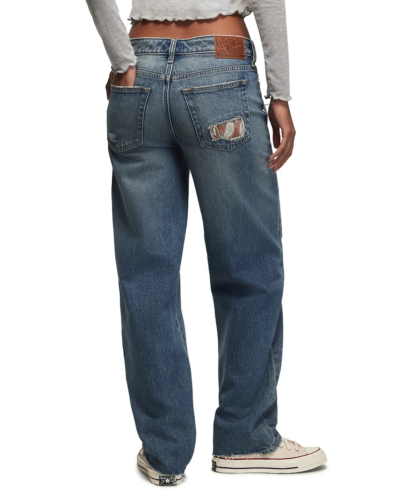 Lucky Brand Women's Legend Patchwork Baggy Mid-Rise Bootcut Jeans